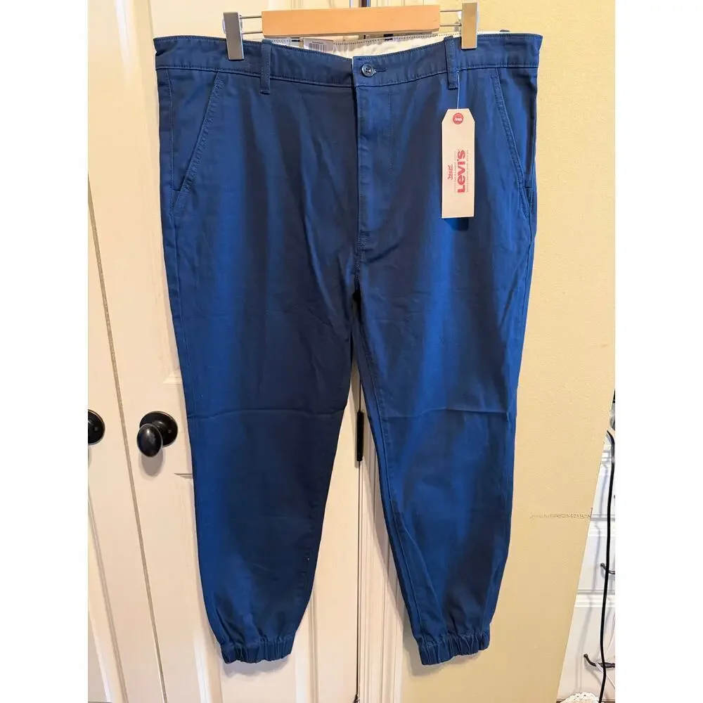 Levi's Navy Blue Men's Chino Jogger Pants Stretch Elastic Cuff Size 38 x 32